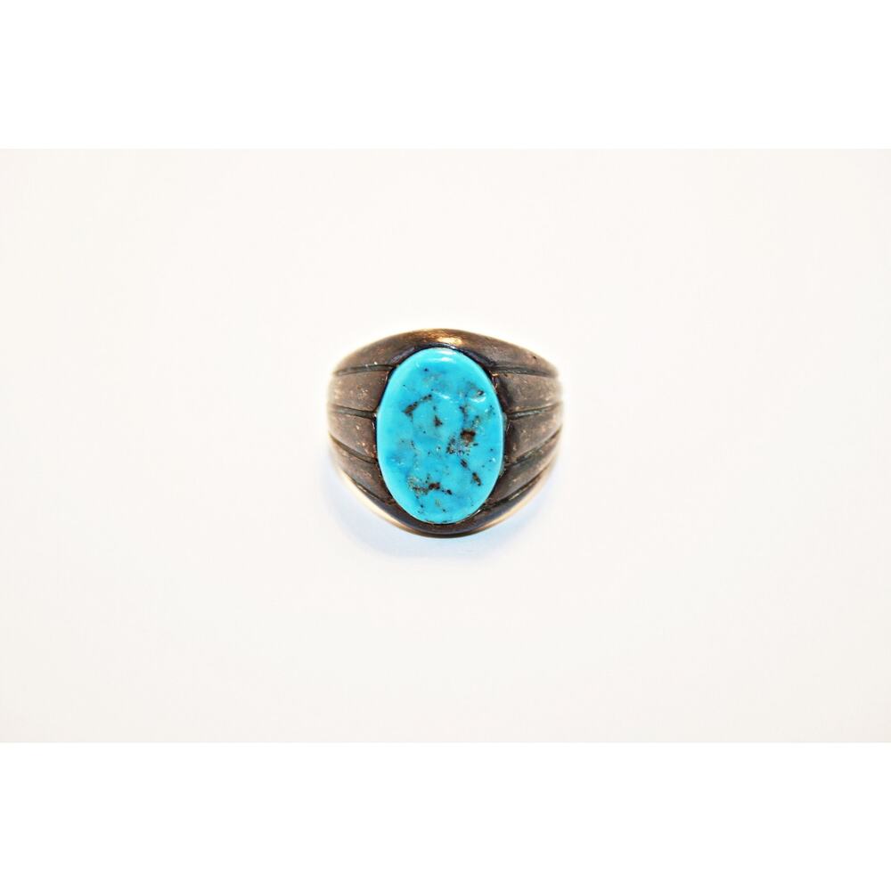 Size 11 - Big Turquoise Sterling Silver Men's Statement Ring
